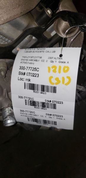 2007-2009 Nissan Altima 2.5L 4cyl. Engine QR25DE Hybrid Compatible 10102JA0H0