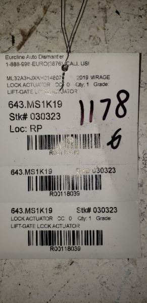 MIRAGE    2019 Lock Actuator 118039