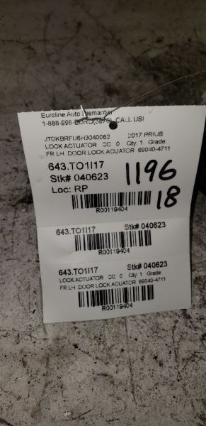 PRIUS     2017 Lock Actuator 119404