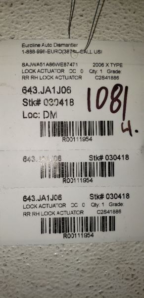 X TYPE    2006 Lock Actuator 111954