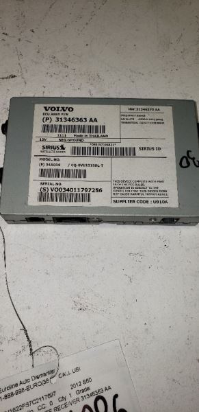 09-16 VOLVO 80 SERIES Audio Equipment Radio Tuner Satellite  112484