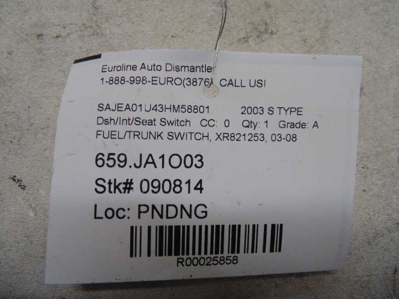 S TYPE    2003 Dash/Interior/Seat Switch 25858