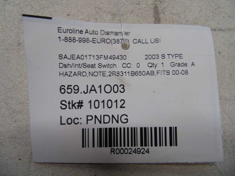 S TYPE    2003 Dash/Interior/Seat Switch 24924