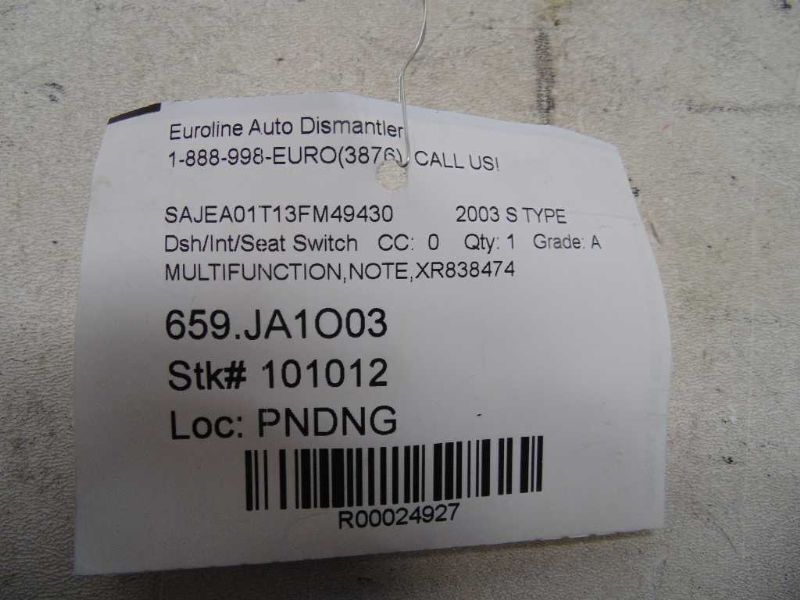 S TYPE    2003 Dash/Interior/Seat Switch 24927